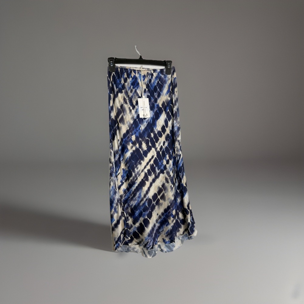 Milio Milano Women Maxi Skirt Blue Tie Dye Viscose Midi Pull On Solid Size M NWT
